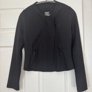 ATHLETA MOTO STYLE CROPPED JACKET, BLACK, SIZE XS
